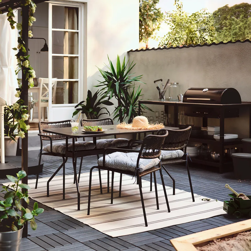 part: VIRKLUND rug flatwoven, in/outdoor