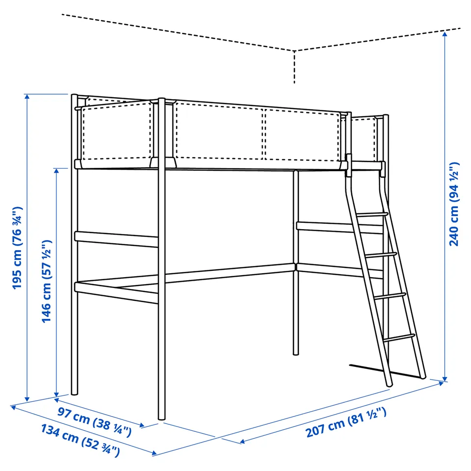part: VITVAL loft bed frame