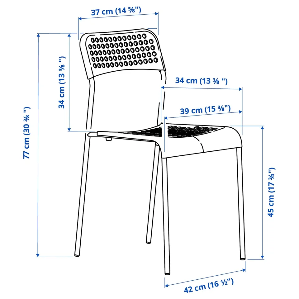 Illustration with measurements for the product: SANDSBERG.
