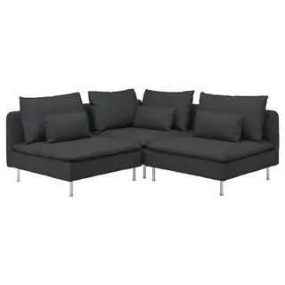 SÖDERHAMN corner sofa, 3-seat, Fridtuna dark grey, Depth 99 cm