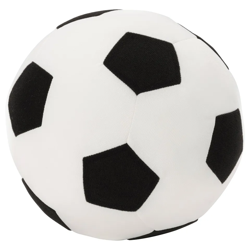 SPARKA soft toy football, white with black pentagons, round.