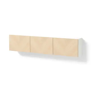 BESTÅ wall-mounted cabinet combination, white/Hedeviken ash veneer, Depth 22 x Height 38 x Width 180 cm