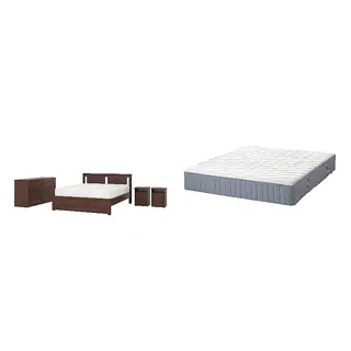 SONGESAND/VÅGSTRANDA Bed with 28cm thick mattress, pocket sprung, foam,7 comfort zones, extra firm