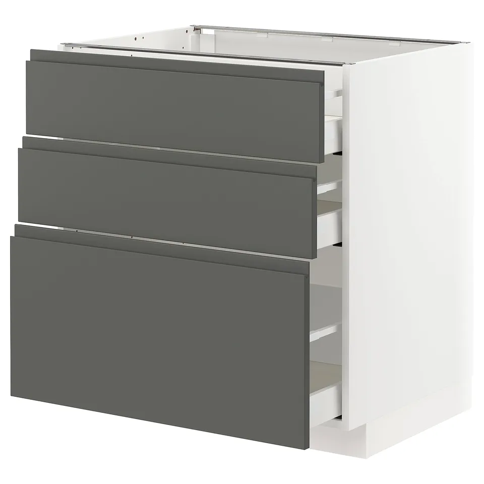 METOD kitchen unit in dark grey and white with modern design.