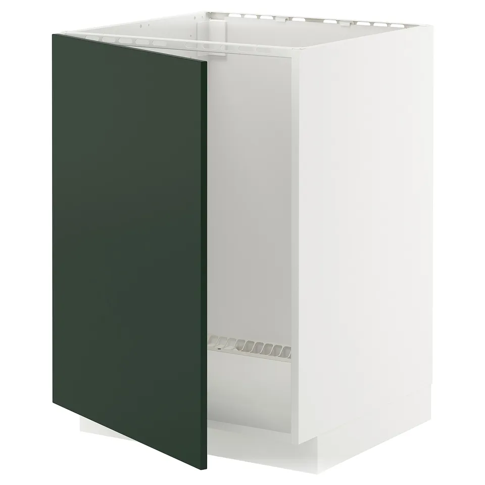 METOD kitchen cabinet: white & green, modern, rectangular, with snap hinges.