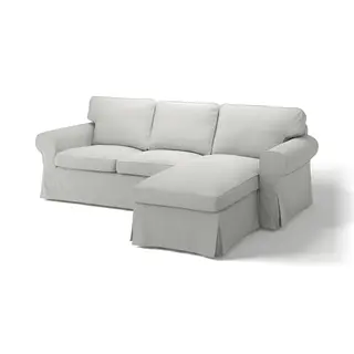 EKTORP cover 3-seat sofa w chaise longue, Orrsta light grey