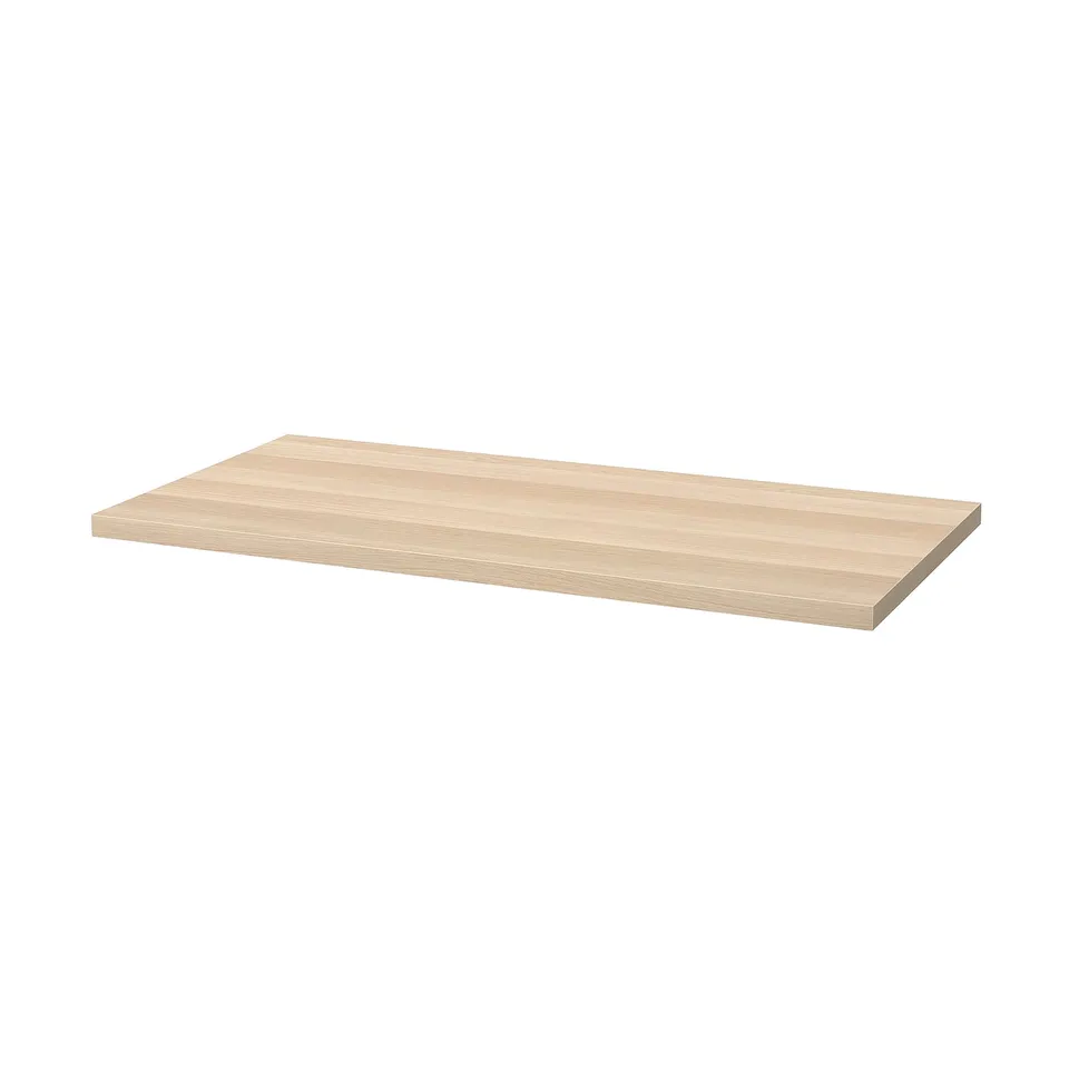 LAGKAPTEN tabletop in light oak, fiberboard with honeycomb filling, clear lacquer finish, smooth surface.