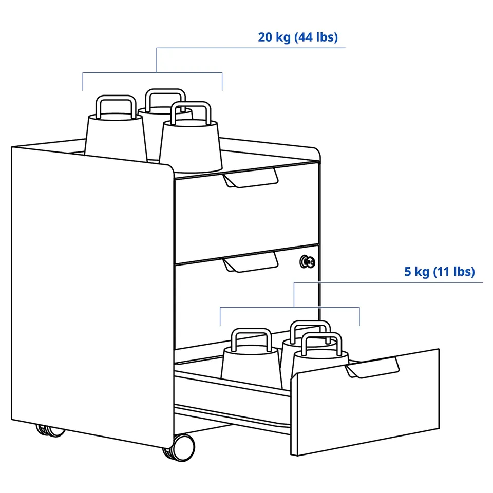 TROTTEN Drawer unit w 3 drawers on castors, anthracite
