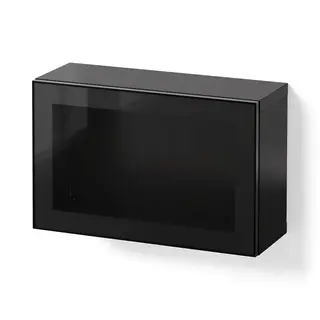 BESTÅ wall-mounted cabinet combination, black-brown Glassvik/black clear glass, 60x22x38 cm