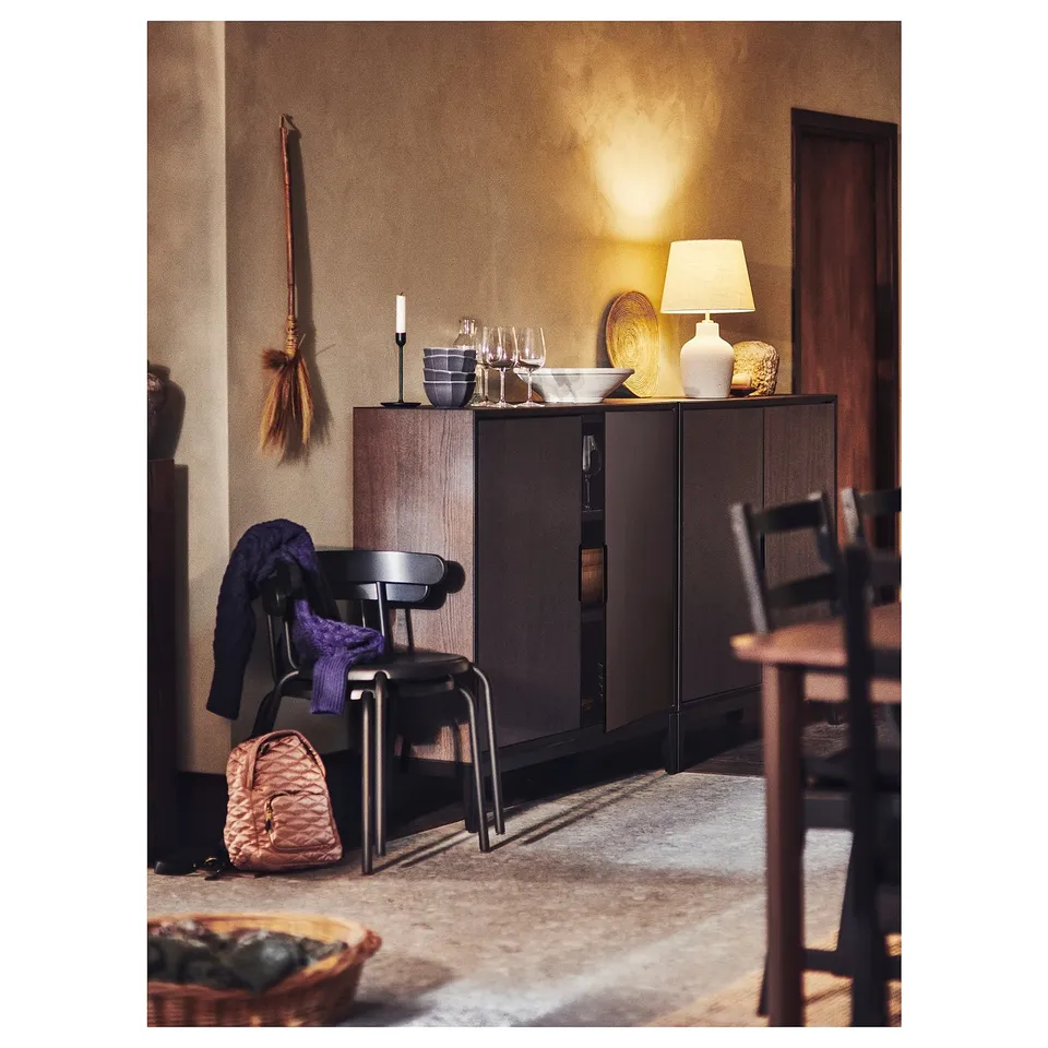 BLIDVÄDER Table lamp, off-white ceramic/beige, 50 cm