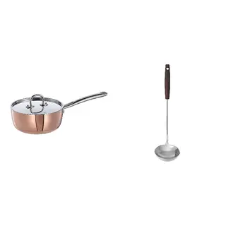 FINMAT/SLITSTARK set: saucepan with lid + ladle with separator