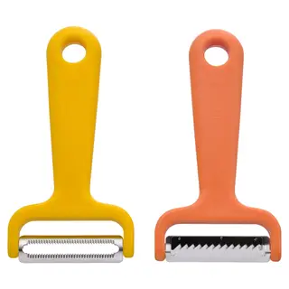 UPPFYLLD vegetable cutters, set of 2, bright yellow/bright orange