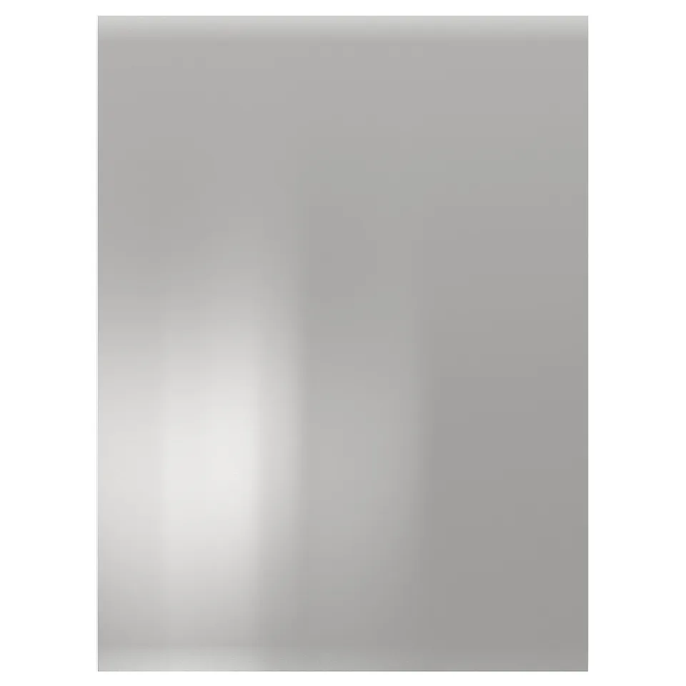 Stainless steel kitchen panel. Sleek, grey, vertical rectangle with polished finish.