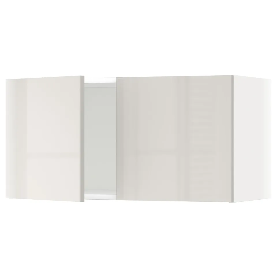 Modern grey high-gloss kitchen cabinet from METOD series with sleek, clean surfaces.