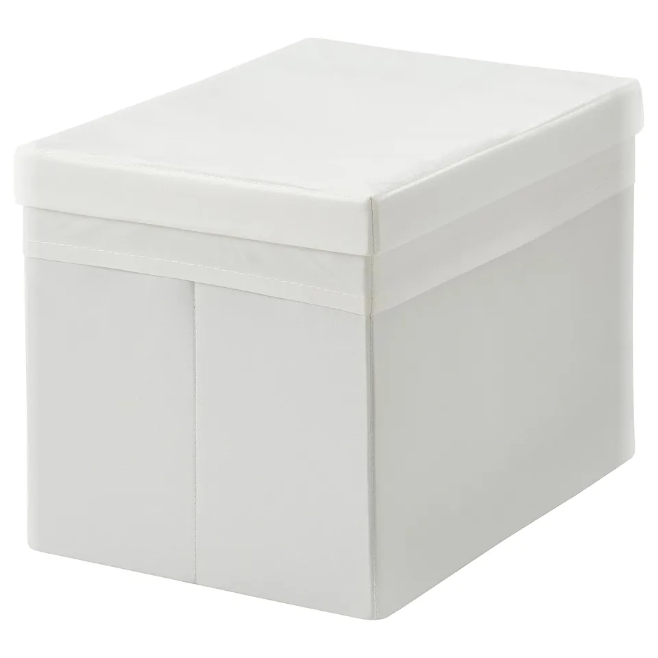 DRÖNA Box with lid, white, 26x36x25 cm