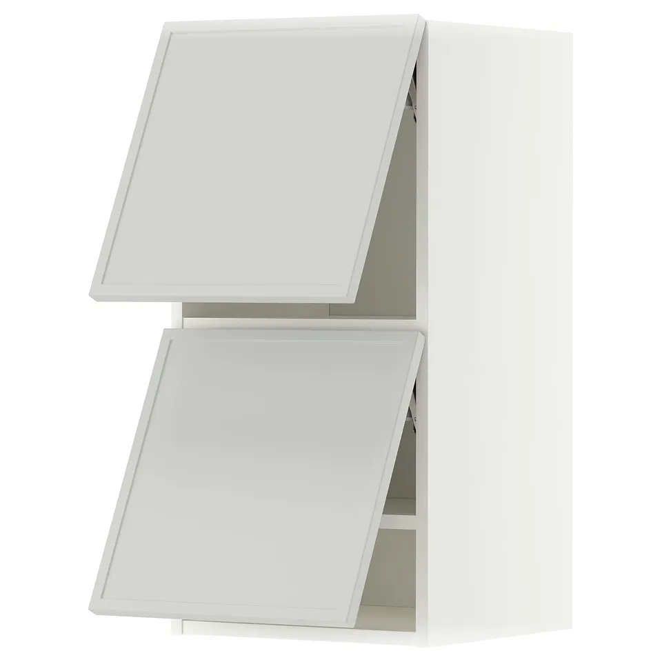 METOD Wall cabinet horizontal w 2 doors, white/Aspudden light grey, 40x37x80 cm