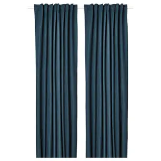 ROSENMANDEL room darkening curtains, 1 pair, dark blue/with heading tape, Length 250 x Width 135 cm