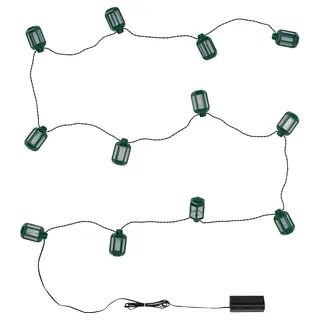 GOKVÄLLÅ LED lighting chain with 12 lights, battery-operated outdoor/lantern green