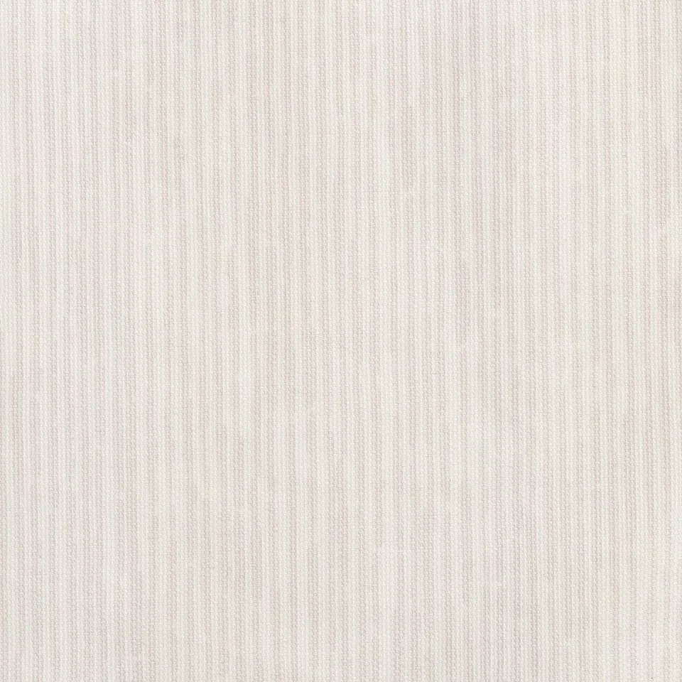 Minimalist bed with smooth, light beige striped headboard, soft padding, and sturdy metal legs.