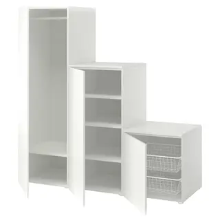 PLATSA wardrobe with 3 doors, white/Fonnes white, 180x57x181 cm