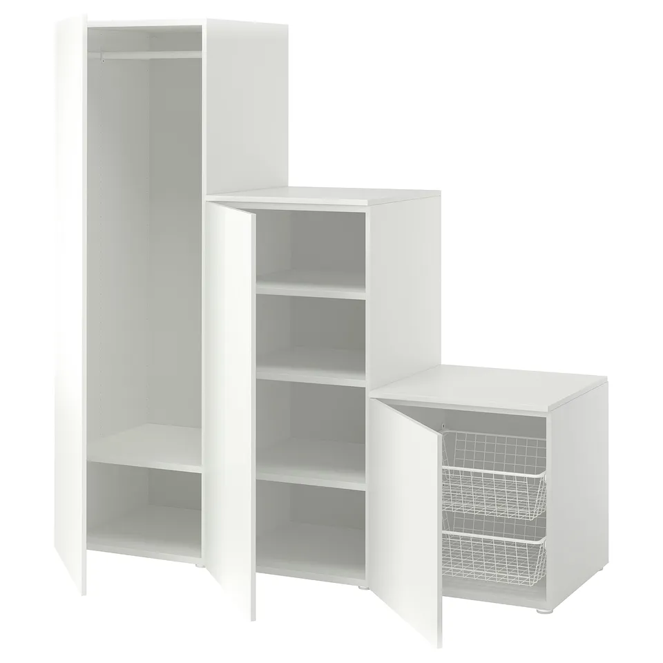 PLATSA Wardrobe with 3 doors, white/Fonnes white, 180x57x181 cm