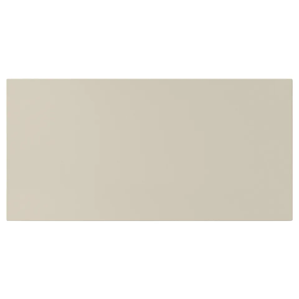 Beige HAVSTORP kitchen cabinet, smooth front, fiberboard material, rectangular shape, modern design.