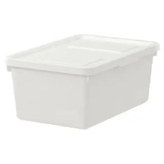 SOCKERBIT box with lid, white, 38x25x15 cm