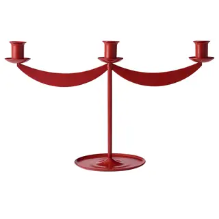 VINTERFINT candlestick, for 3 candles red, 24 cm