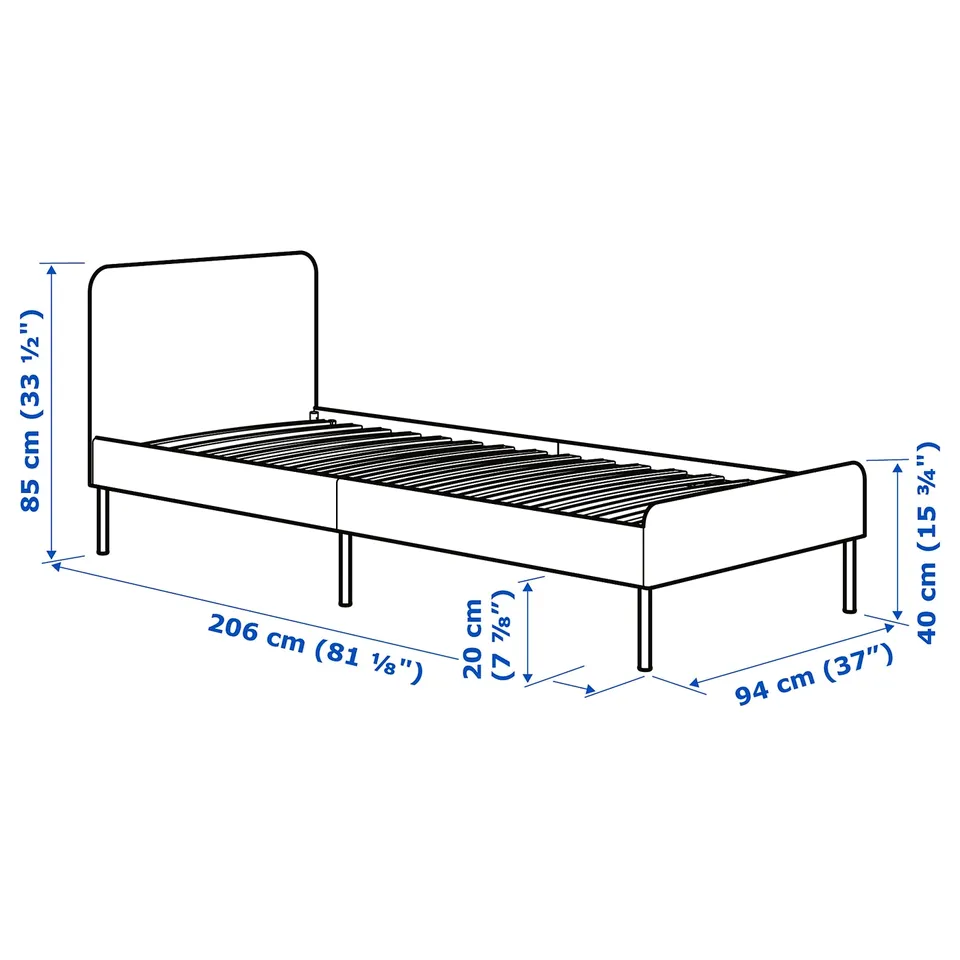 Illustration with measurements for the product: SLATTUM.
