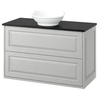TÄNNFORSEN / VÄSTERSJÖN wash-stnd w drawers/wash-basin, light grey/black marble effect, Width 102 x Depth 49 x Height 78.8 cm