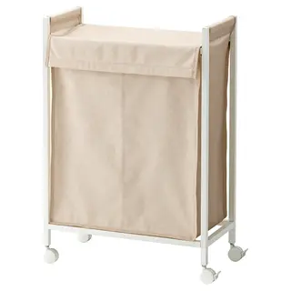 ENHET laundry bag with castors, white, 80 l