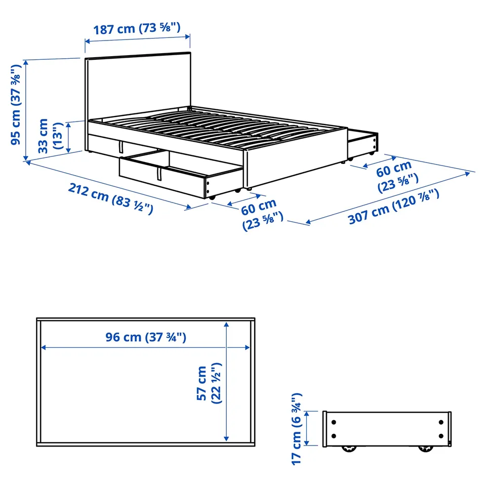 Illustration with measurements for the product: GLADSTAD.