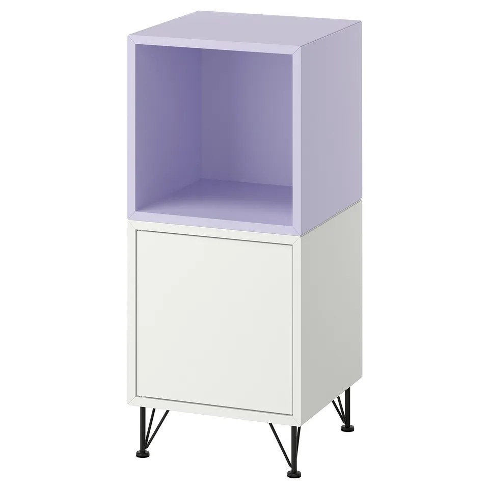 EKET Cabinet combination with legs, white pale lilac/metal black, 35x35x80 cm