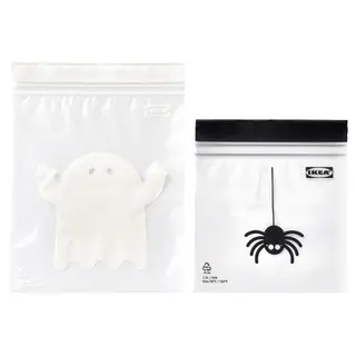 ISTAD resealable bag, mixed patterns white/black, 0.3/0.8 l
