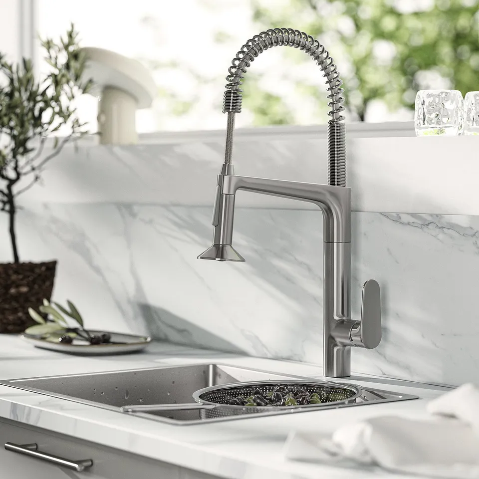 MAJSJÖN Kitchen mixer tap pull down w spray, stainless steel colour