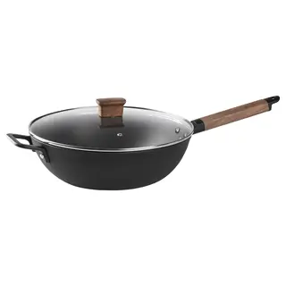 VARDAGEN wok with lid, cast iron