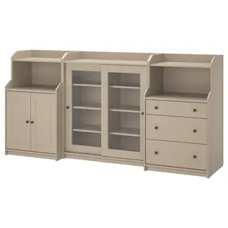 HAUGA storage combination, beige, 244x46x116 cm