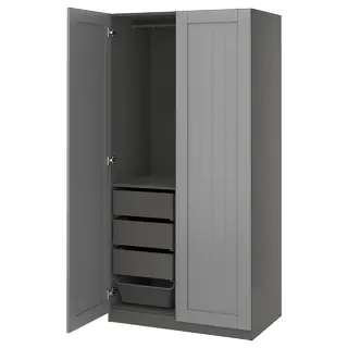 PAX / GULLABERG wardrobe combination, dark grey/grey, 100x60x201 cm