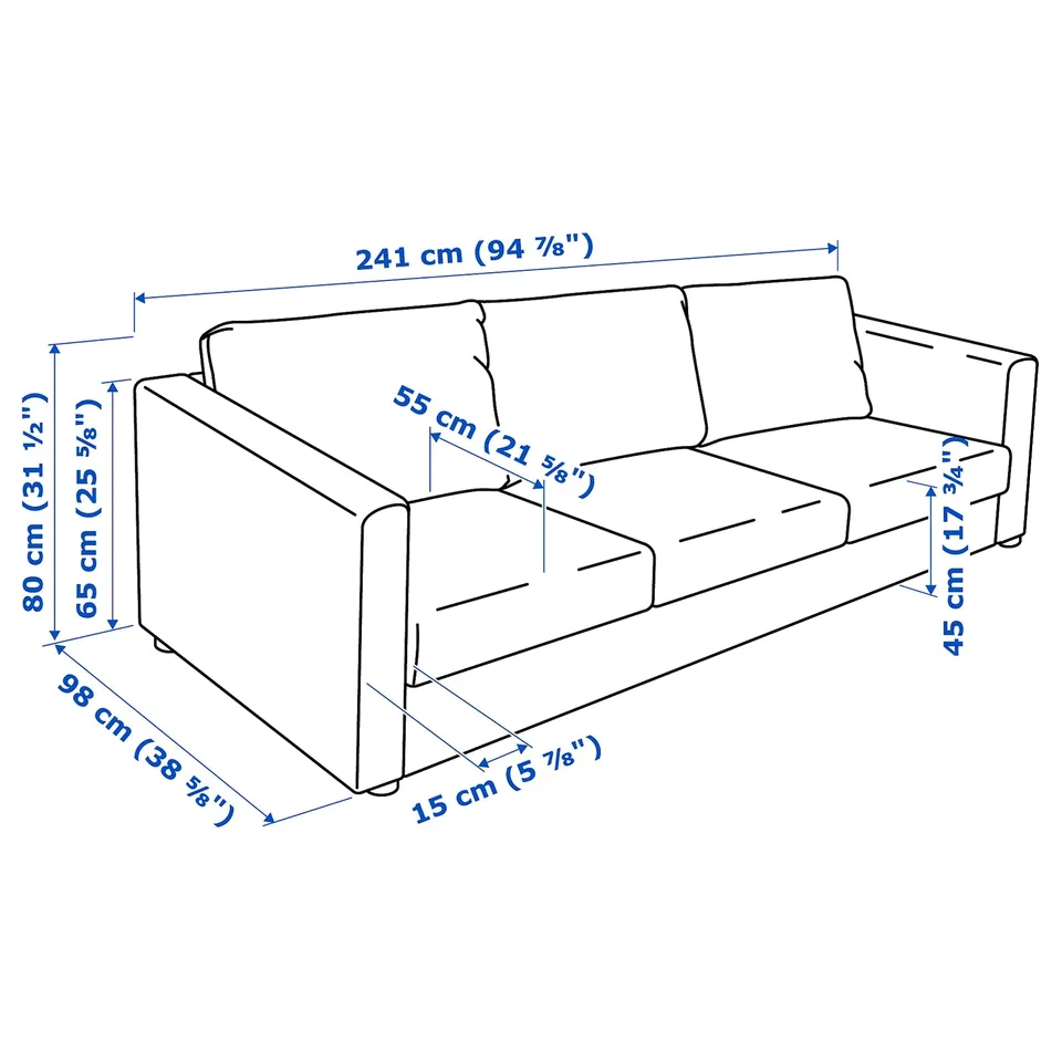 Illustration with measurements for the product: VIMLE.