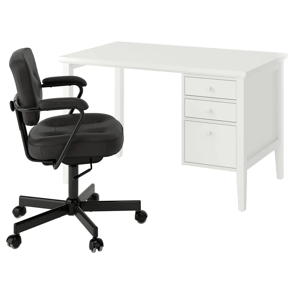 GULLABERG / ALEFJÄLL Desk and chair, white/black, 120x65 cm