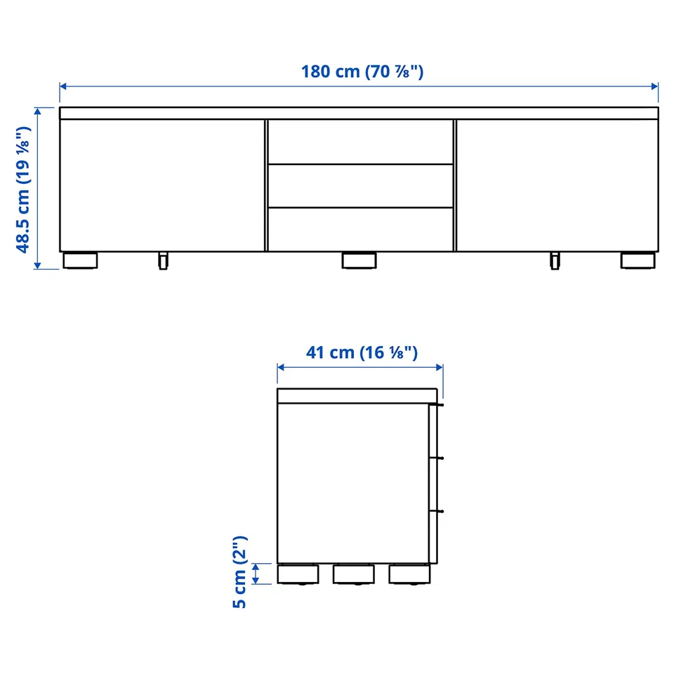 Illustration with measurements for the product: BESTÅ BURS.