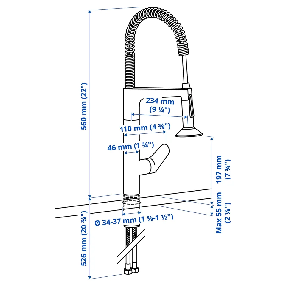 Illustration with measurements for the product: MAJSJÖN.
