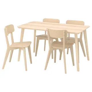 LISABO / LISABO table and 4 chairs, ash veneer/ash, 140x78 cm