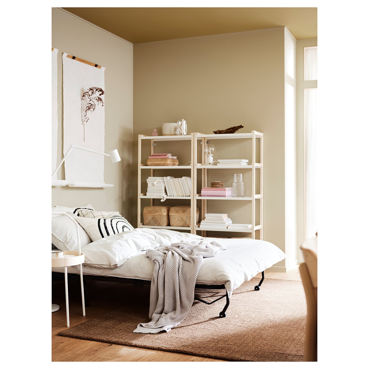 LYCKSELE MURBO 2-seat sofa-bed, Ransta natural