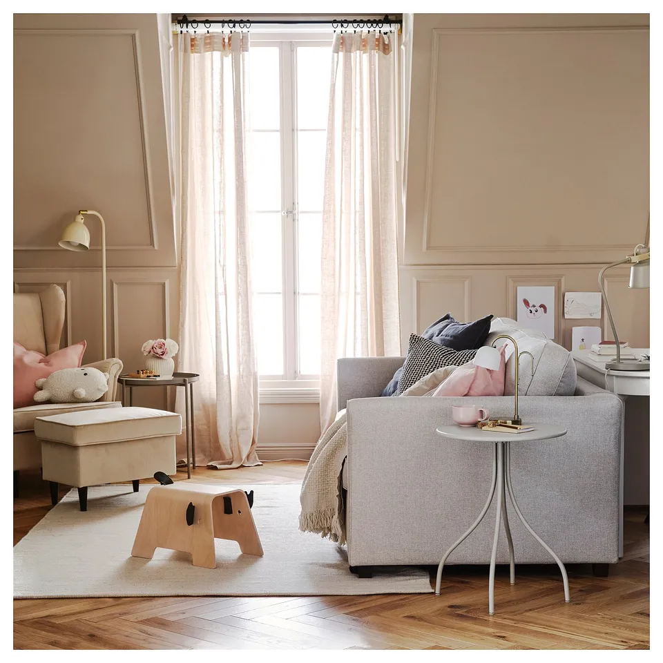 DYTÅG Curtains, 1 pair, beige/with heading tape, 145x250 cm