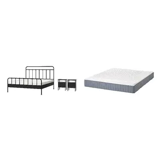 STJÄRNÖ/VALEVÅG Bed with 24cm thick mattress, pocket sprung, foam,5 comfort zones, super firm