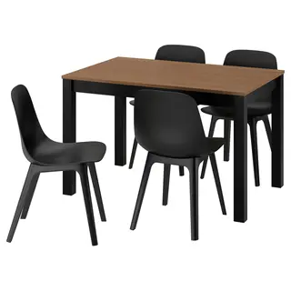 ÅLHULT / ODGER table and 4 chairs, black/brown/anthracite, 120x80 cm