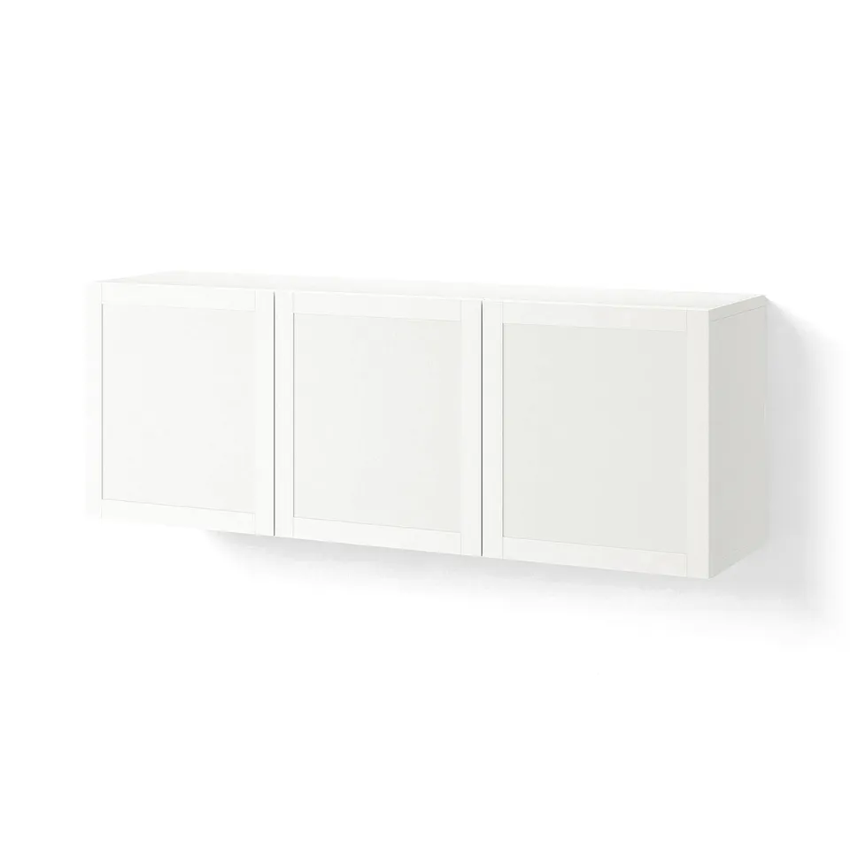 BESTÅ Wall-mounted cabinet combination, white/Hanviken white, 180x42x64 cm
