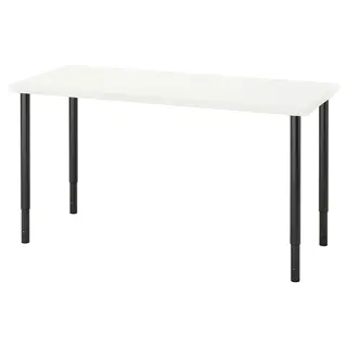 LAGKAPTEN / OLOV desk, white/black, 140x60 cm