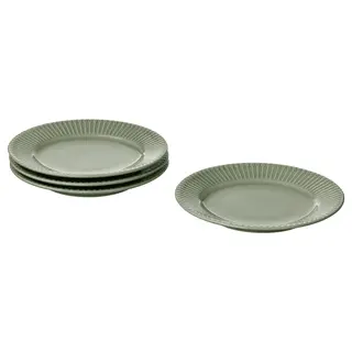 STRIMMIG side plate, stoneware pale grey-green, 21 cm